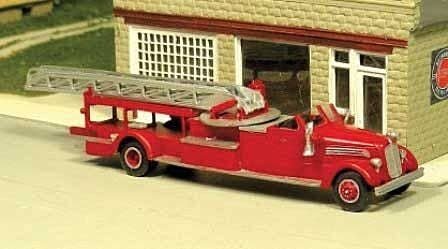 1946-1951 Seagrave Aerial Ladder Fire Truck - Resin Kit -- Unpainted Resin Castings, HO, Sylvan Scale Models V240