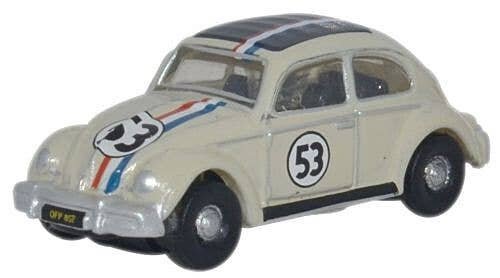 1960s Volkswagen Beetle - Assembled -- 53 (Pearl White, red, blue), N, Oxford Diecast NVWB001
