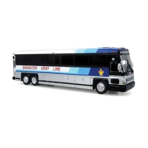 MCI D4000 Coach - Assembled -- Brewster Gray Line (blue, silver, red, black), HO, Iconic Replicas 870622