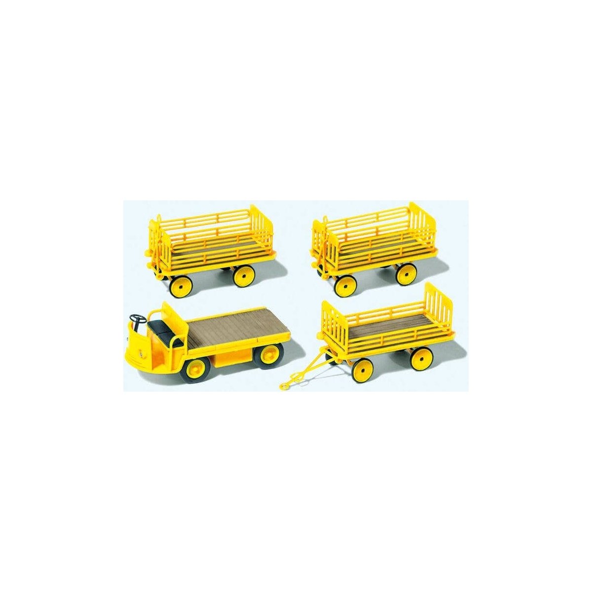 Electric Flatbed Vehicle w/3 Trailers - Kit, HO, Preiser Kg 17121