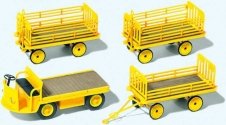 Electric Flatbed Vehicle w/3 Trailers - Kit, HO, Preiser Kg 17121