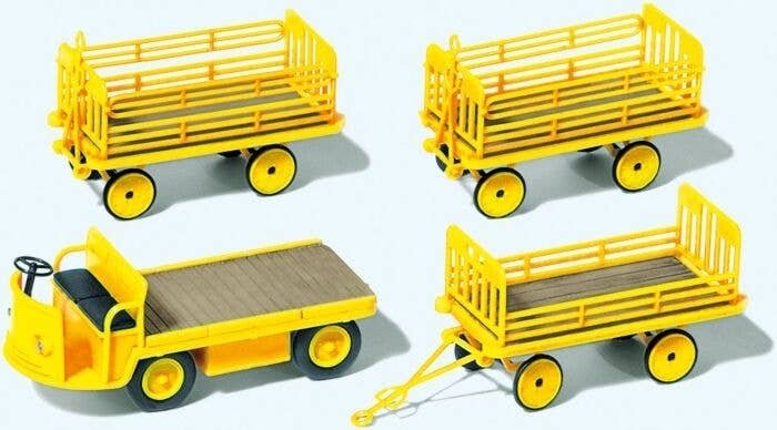 Electric Flatbed Vehicle w/3 Trailers - Kit, HO, Preiser Kg 17121