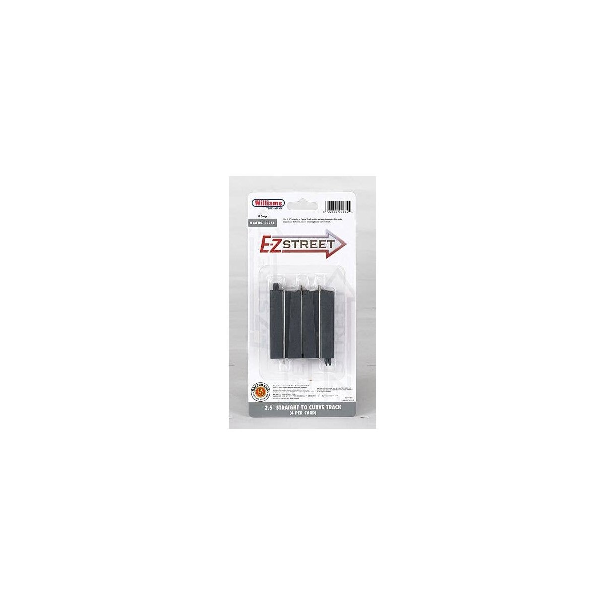 E-Z Street Track for Operating Vehicles & Trolleys -- 2-1/2′ 6.2cm Straight-to-Curve Connector, O, Bachmann Industries 264