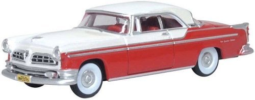 1955 Chrysler New Yorker Deluxe St. Regis - Assembled -- Tango Red, Platinum, HO, Oxford Diecast 87CNY55001
