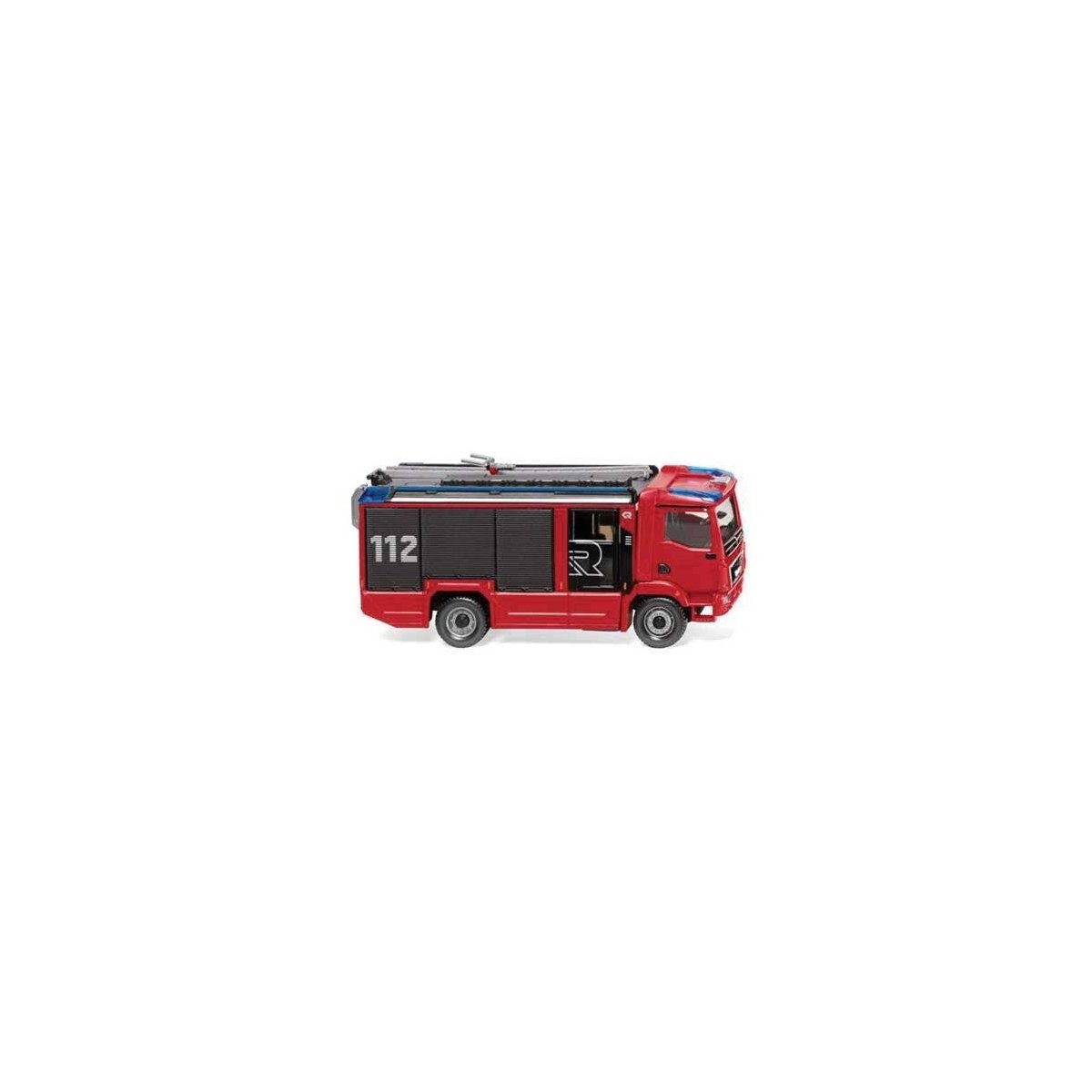 MAN TGM Euro 6 Rosenbauer AT Fire Truck - Assembled -- Fire Department (red, black, German Lettering), HO, Wiking 61299