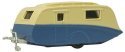 Caravan Travel Trailer - Assembled -- Blue, Cream, N, Oxford Diecast NCV002