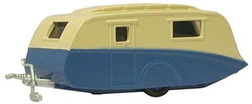 Caravan Travel Trailer - Assembled -- Blue, Cream, N, Oxford Diecast NCV002