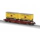 PS-4 50` TOFC Flatcar w/2 20` Piggyback Trailers - 3-Rail - Ready to Run -- Missouri Pacific 99402 (Boxcar Red, yellow T&P Trail
