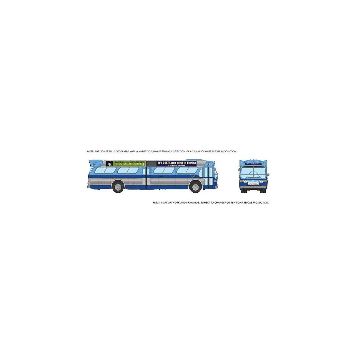 1959-1986 GM New Look/Fishbowl Bus - Deluxe Lighted - Assembled -- New York MTA 8854 (blue, s, HO, Rapido Trains Inc 753146