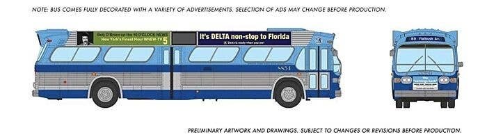 1959-1986 GM New Look/Fishbowl Bus - Deluxe Lighted - Assembled -- New York MTA 8854 (blue, s, HO, Rapido Trains Inc 753146