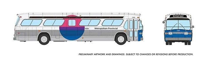 Mid-1960s - 1980s Suburban New Look Bus - Lighted - Assembled -- Metropolitan Provincial Mont, HO, Rapido Trains Inc 753121