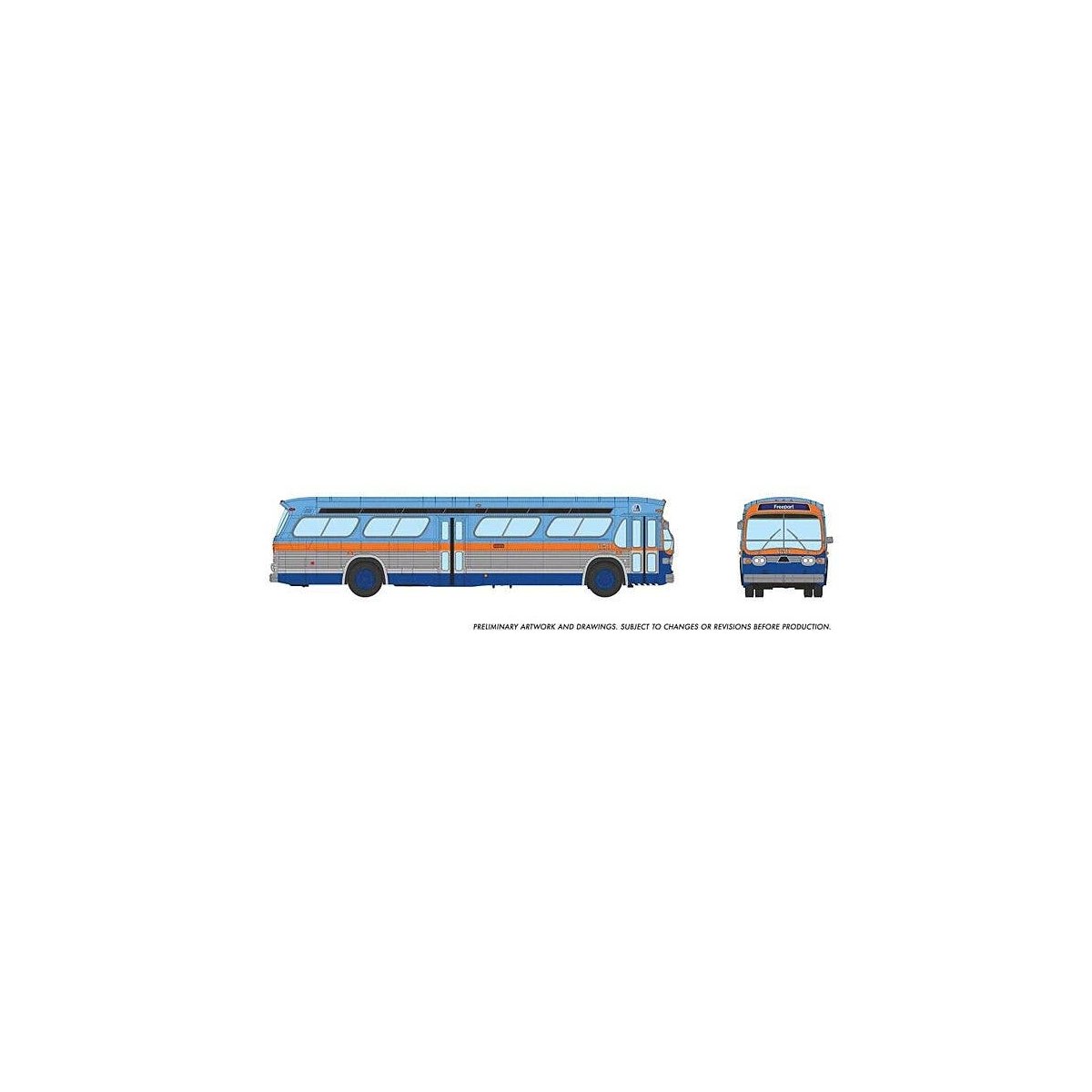 1959-1986 GM New Look/Fishbowl Bus - Deluxe Lighted - Assembled -- Long Island MSBA 659 (blue, HO, Rapido Trains Inc 753153