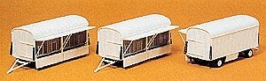 Modern Circus Wagon Set - Plastic Kits -- Cage Wagoons pkg(3) - Undecorated, HO, Preiser Kg 20007