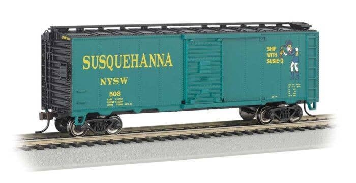 Pullman-Standard 40′ Steel Boxcar - Ready to Run - Silver Series(R) -- New York, Susquehanna & Western 503 (green, black Susie