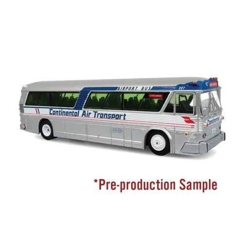 1964 MCI MC-5A Coach Bus - Assembled -- Continental Air Transport O′Hare Airport (silver, white, HO, Iconic Replicas 870627