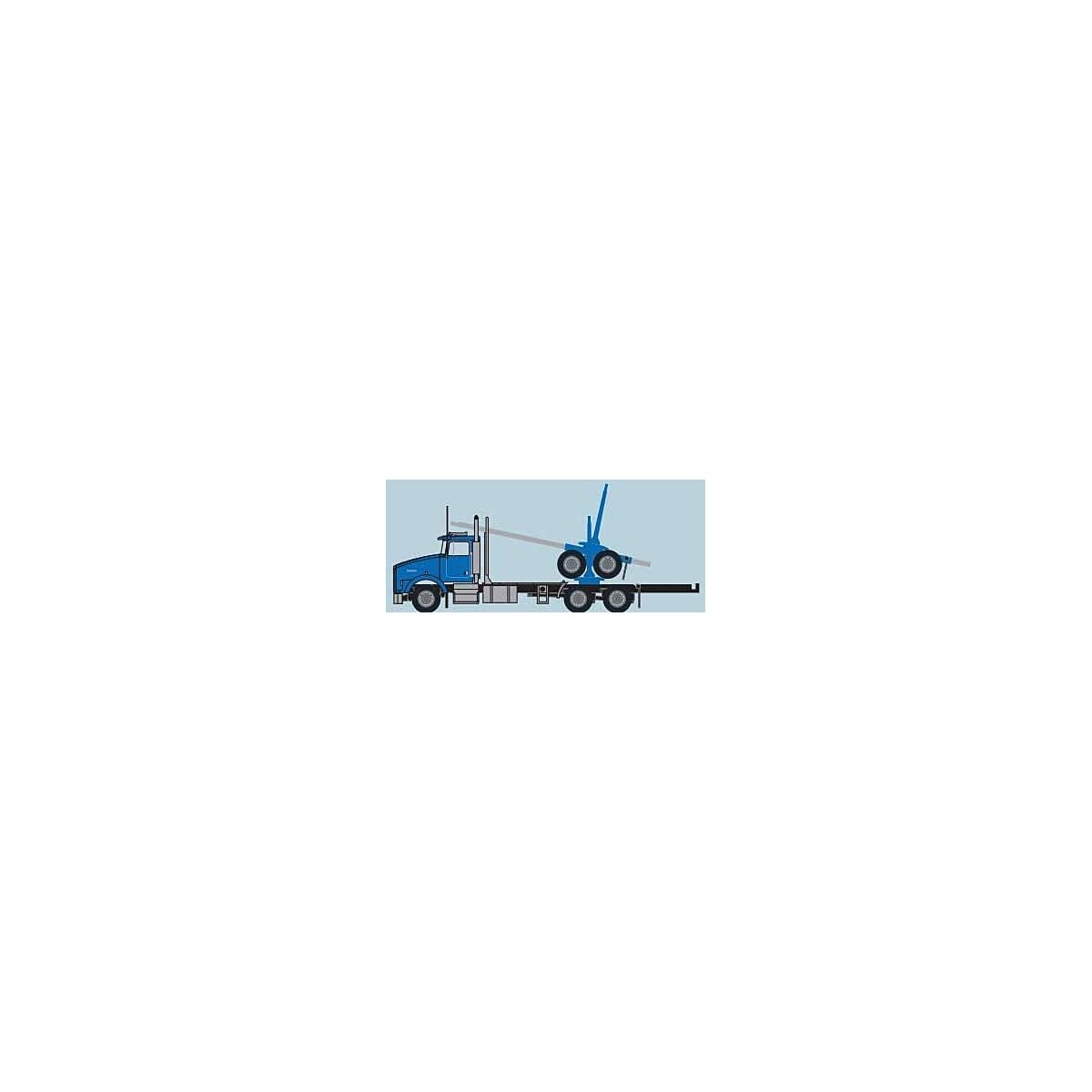 Kenworth T800 Log Truck with Trailer - Assembled -- Blue, Black, N, Trainworx Inc 48084