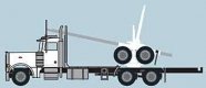 Peterbilt 379 Log Truck with Trailer - Assembled -- White, Black, N, Trainworx Inc 47982