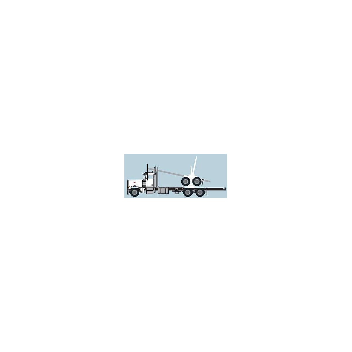 Peterbilt 379 Log Truck with Trailer - Assembled -- White, Black, N, Trainworx Inc 47982