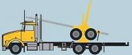 Kenworth T800 Log Truck with Trailer - Assembled -- Yellow, Black, N, Trainworx Inc 48085