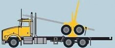 Kenworth T800 Log Truck with Trailer - Assembled -- Yellow, Black, N, Trainworx Inc 48085