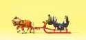 Tourists in the Sleigh -- Sleigh with Driver, Passengers & 2 Horses, HO, Preiser Kg 30420