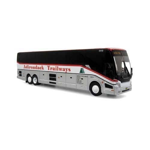 2022 Prevost H3-45 Coach - Assembled -- Adirondack Trailways (silver, white, red), HO, Iconic Replicas 870419