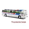 1964 MCI MC-5A Coach Bus - Assembled -- Brewster Gray Line (silver, white, blue, red), HO, Iconic Replicas 870628