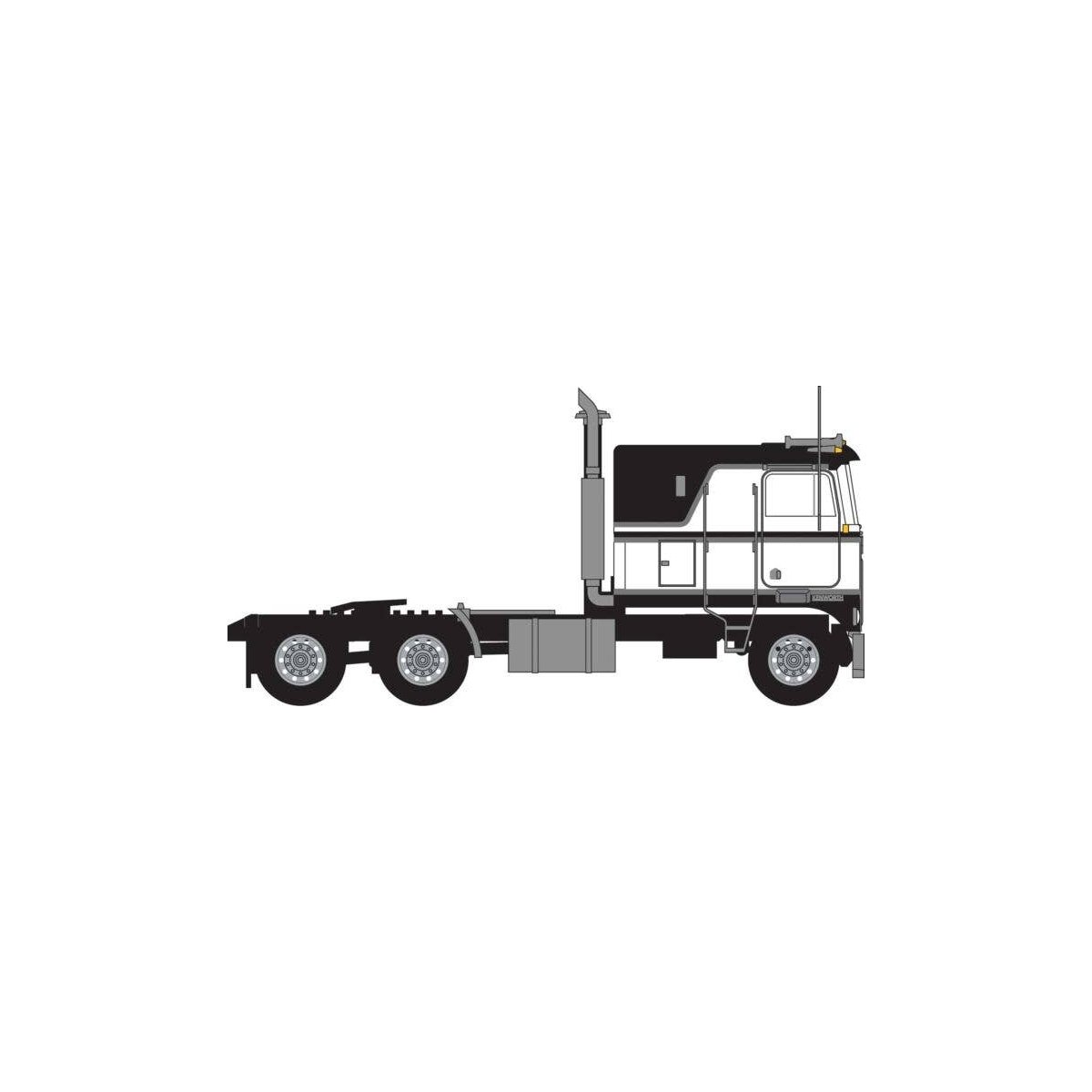 1970s Kenworth K100 Potomac Tractor w/VIT Flat-Top Sleeper Cab - Assembled -- Black, White, N, Trainworx Inc 41055