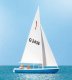 Korsar Sailboat w/Sailors -- Sails Up (yellow, red, black), HO, Preiser Kg 10679