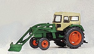 Farm Machinery Deutz Tractor D6206 Kit -- With Enclosed Cab, Snow Plow, HO, Preiser Kg 17924