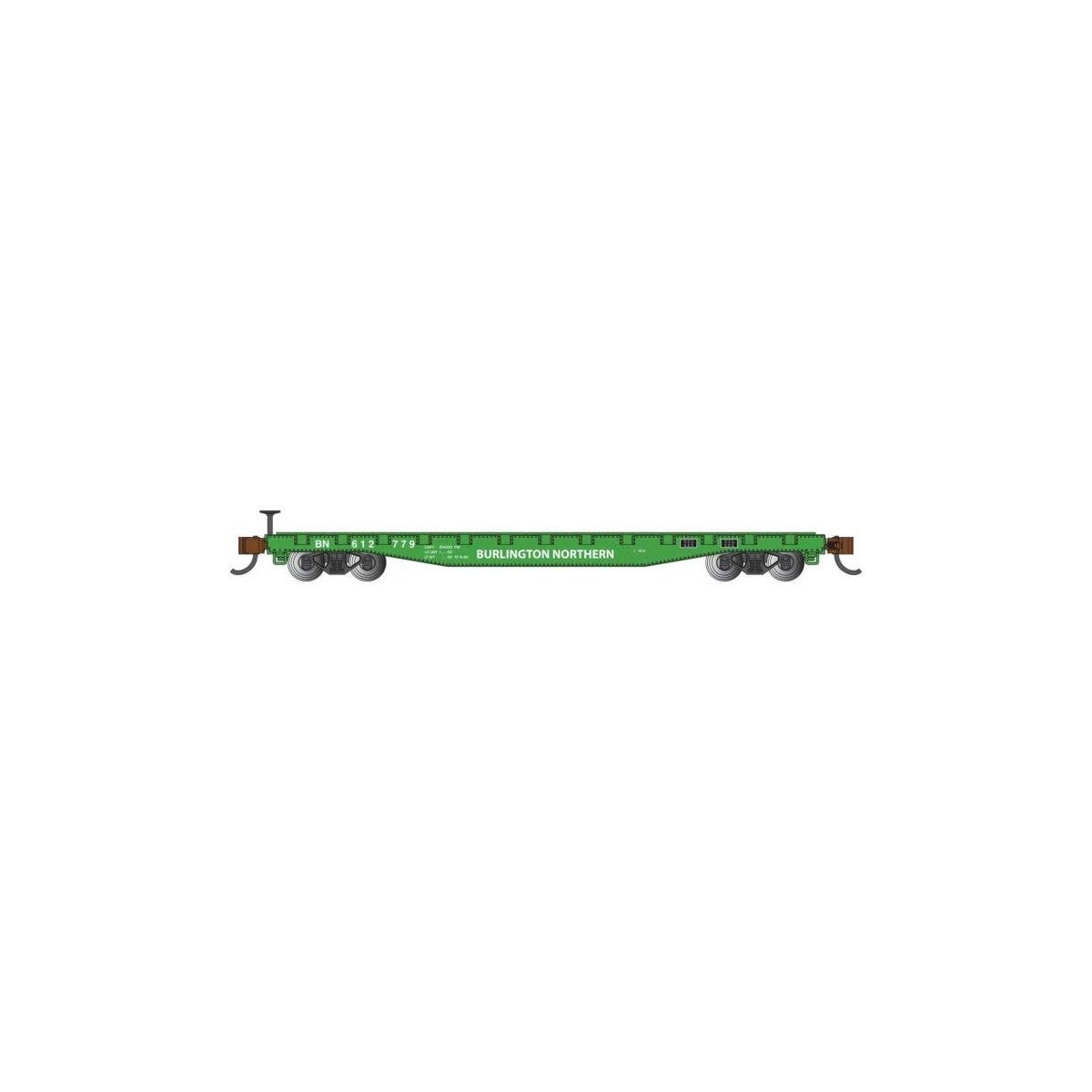 52′ Flatcar - Ready to Run - Silver Series(R) -- Burlington Northern 612779 (Cascade Green, white), N, Bachmann Industries 173