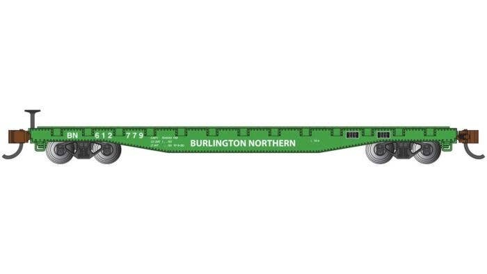 52′ Flatcar - Ready to Run - Silver Series(R) -- Burlington Northern 612779 (Cascade Green, white), N, Bachmann Industries 173