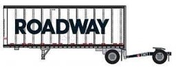 28′ Pup Van Trailer with Converter Dolly - Assembled -- Roadway 1 (white, black Billboard Letteri, N, Trainworx Inc 4288401