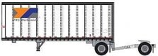 28′ Pup Van Trailer with Converter Dolly - Assembled -- YRC Worldwide 2 (white, orange, blue, gra, N, Trainworx Inc 4289002