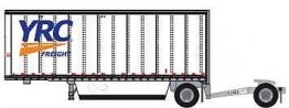 28′ Pup Van Trailer with Converter Dolly - Assembled -- YRC Freight 1 (white, orange, blue), N, Trainworx Inc 4289003