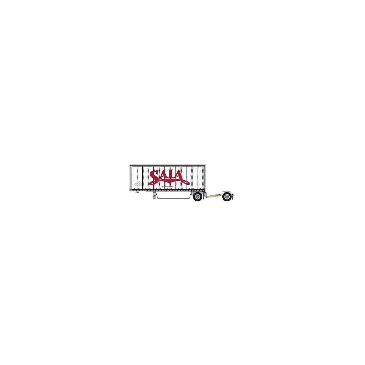 28′ Pup Van Trailer with Converter Dolly - Assembled -- Saia 1 (white, red), N, Trainworx Inc 4289201
