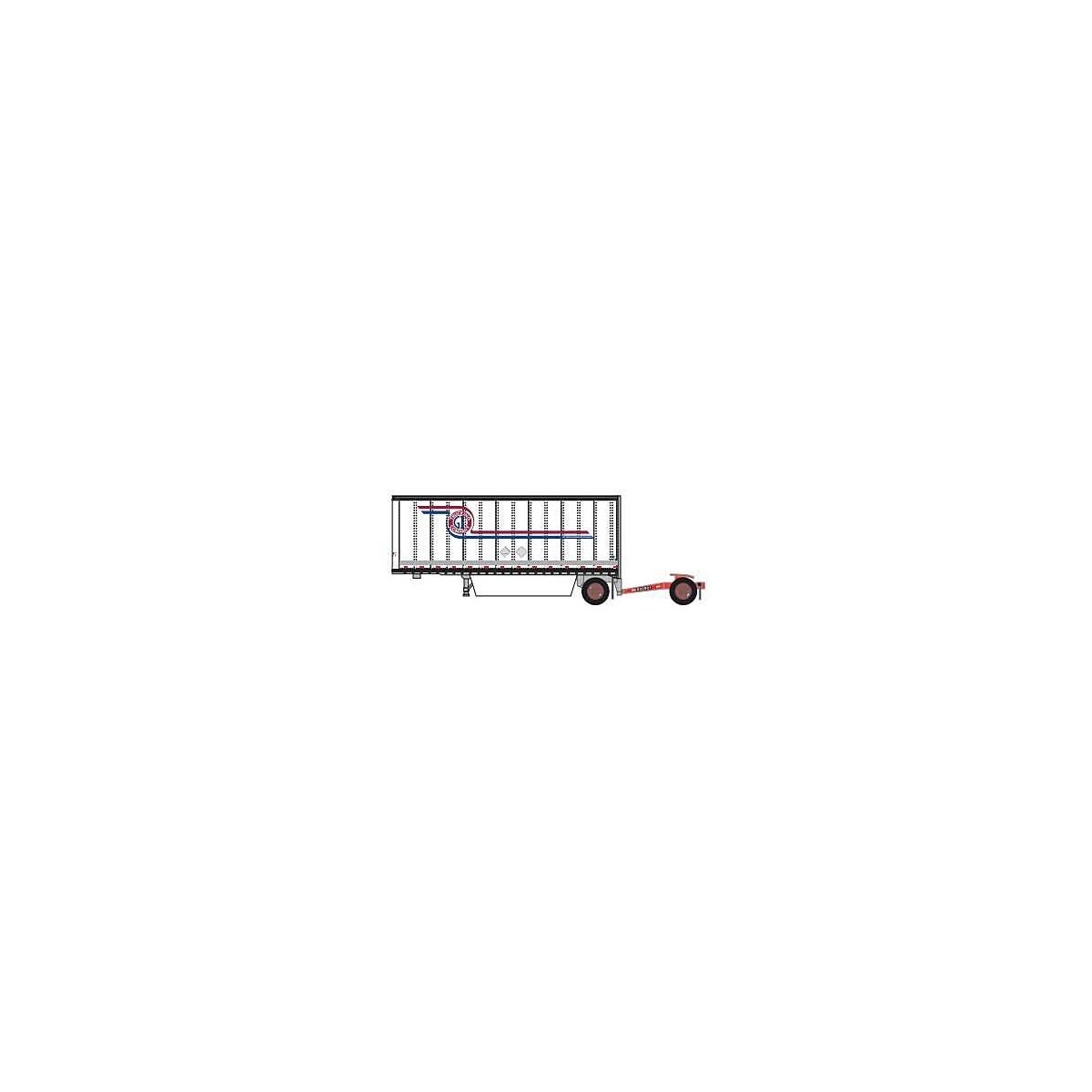 28′ Pup Van Trailer with Converter Dolly - Assembled -- GI Trucking 1 (white, red, blue), N, Trainworx Inc 4289404