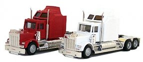 American Trucks Kenworkth W-900 3-Axle Conventional Tractor -- With 60′ Aerodyne Sleeper & Extended, HO, Herpa Models 35235