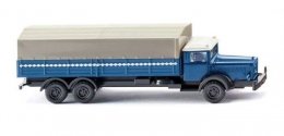 1935-1938 Mercedes-Benz L 10000 Low-Side Truck with Cover - Assembed -- Blue, White, N, Wiking 94306