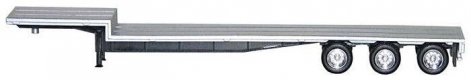 48′ 3-Axle Drop-Deck Trailer - Assembled -- Silver, Chrome Wheels, HO, Herpa Models 5454