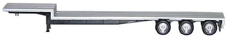 48′ 3-Axle Drop-Deck Trailer - Assembled -- Silver, Chrome Wheels, HO, Herpa Models 5454