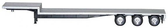 48′ 3-Axle Drop-Deck Trailer - Assembled -- Silver, Chrome Wheels, HO, Herpa Models 5454