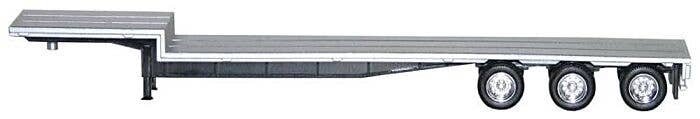 48′ 3-Axle Drop-Deck Trailer - Assembled -- Silver, Chrome Wheels, HO, Herpa Models 5454