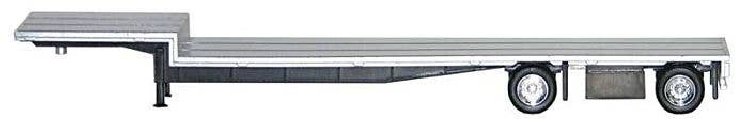 48′ Spread-Axle Drop-Deck Trailer - Assembled -- Silver w/Chrome Wheels, HO, Herpa Models 5455