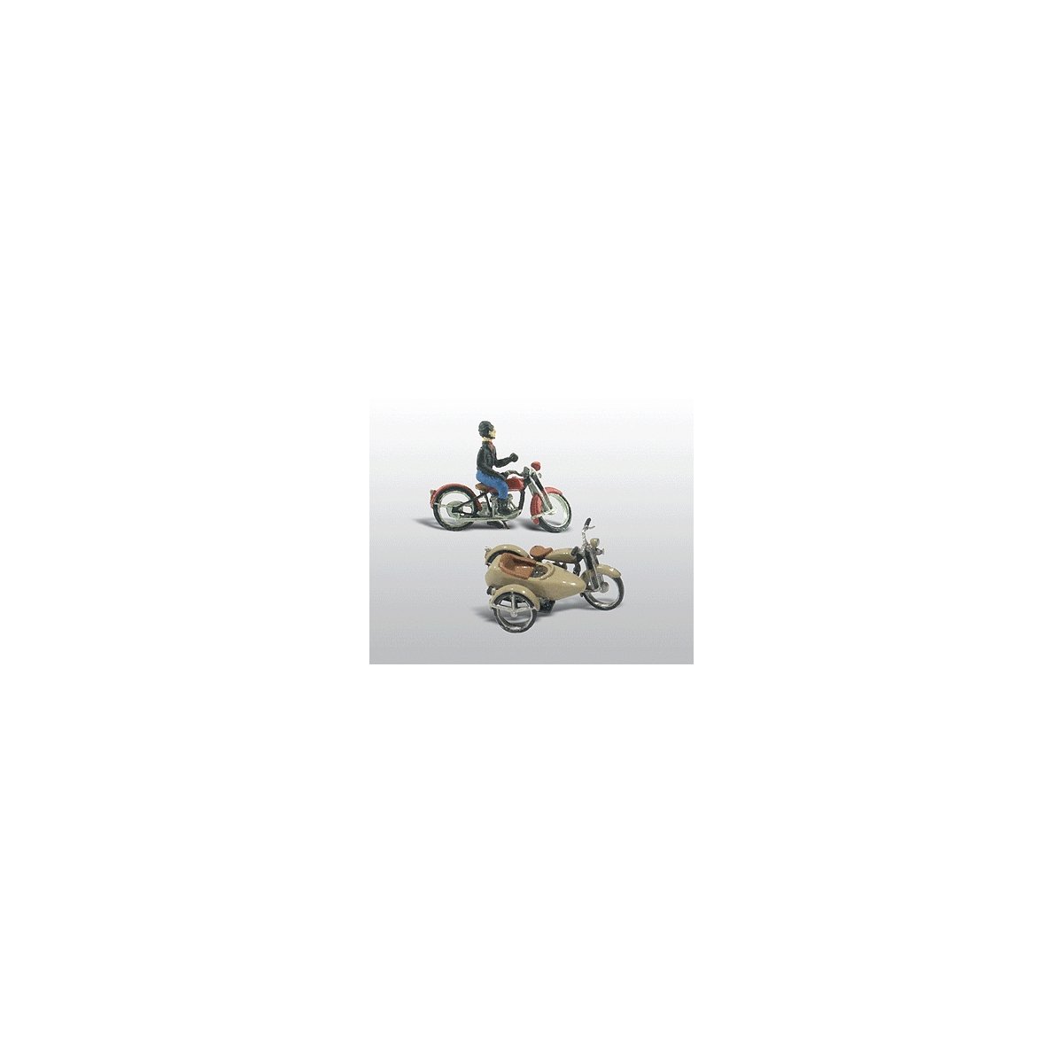 Motorcycles w/Side Cars (Cast Metal Kit), HO, Woodland Scenics 228