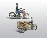 Motorcycles w/Side Cars (Cast Metal Kit), HO, Woodland Scenics 228