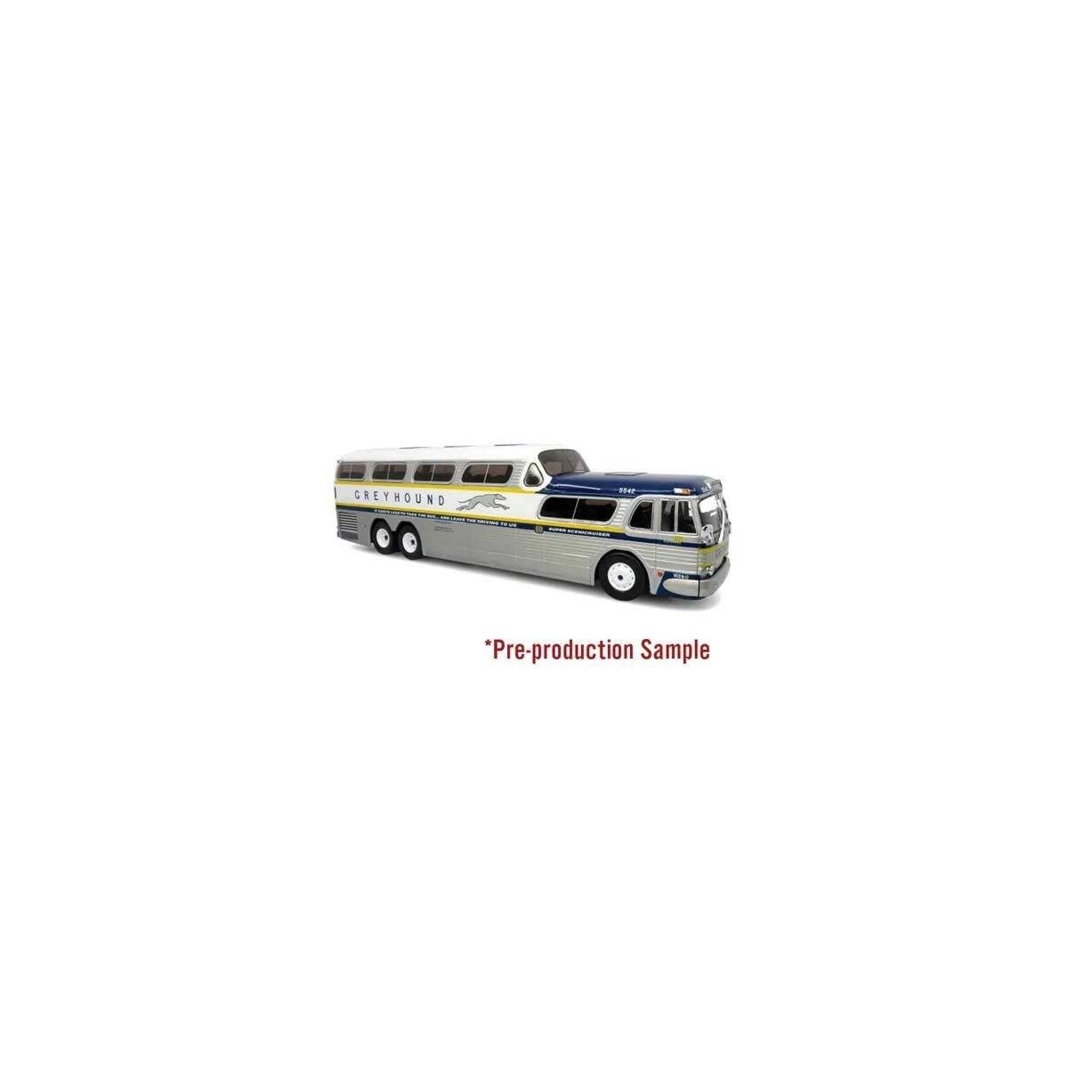 GM PD-4501 Scenicruiser Coach Bus - Assembled -- Greyhound (50th Anniversary, silver, white, , 1/43, Iconic Replicas 430665