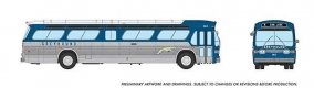 Mid-1960s - 1980s Suburban New Look Bus - Lighted - Assembled -- Greyhound 9613 (blue, silver, HO, Rapido Trains Inc 753120