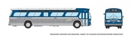 Mid-1960s - 1980s Suburban New Look Bus - Lighted - Assembled -- Greyhound 9613 (blue, silver, HO, Rapido Trains Inc 753120
