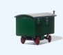 Wood Construction Wagon with 3 Workers on Break at Table - Assembled -- Green Trailer, HO, Preiser Kg 33263